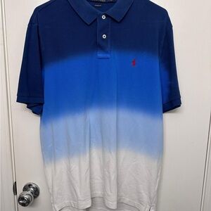 Ralph Lauren Men's Blue and White Ombre Polo Shirt